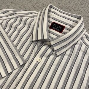 Untuckit Baumer Shirt Mens Large Stripe Nylon Short Sleeve Button Up Performance